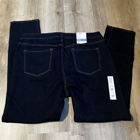 NWT Old Navy Maternity Skinny Jeans Dark Wash Denim Side Panel Stretch sz 14 NEW - Picture 2 of 10